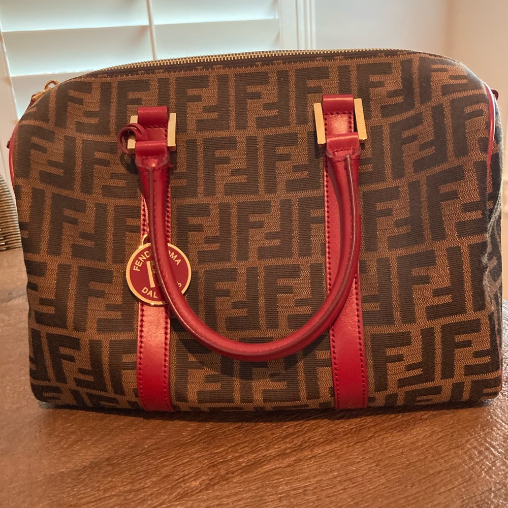 Fendi Zucca Canvas Boston Bag